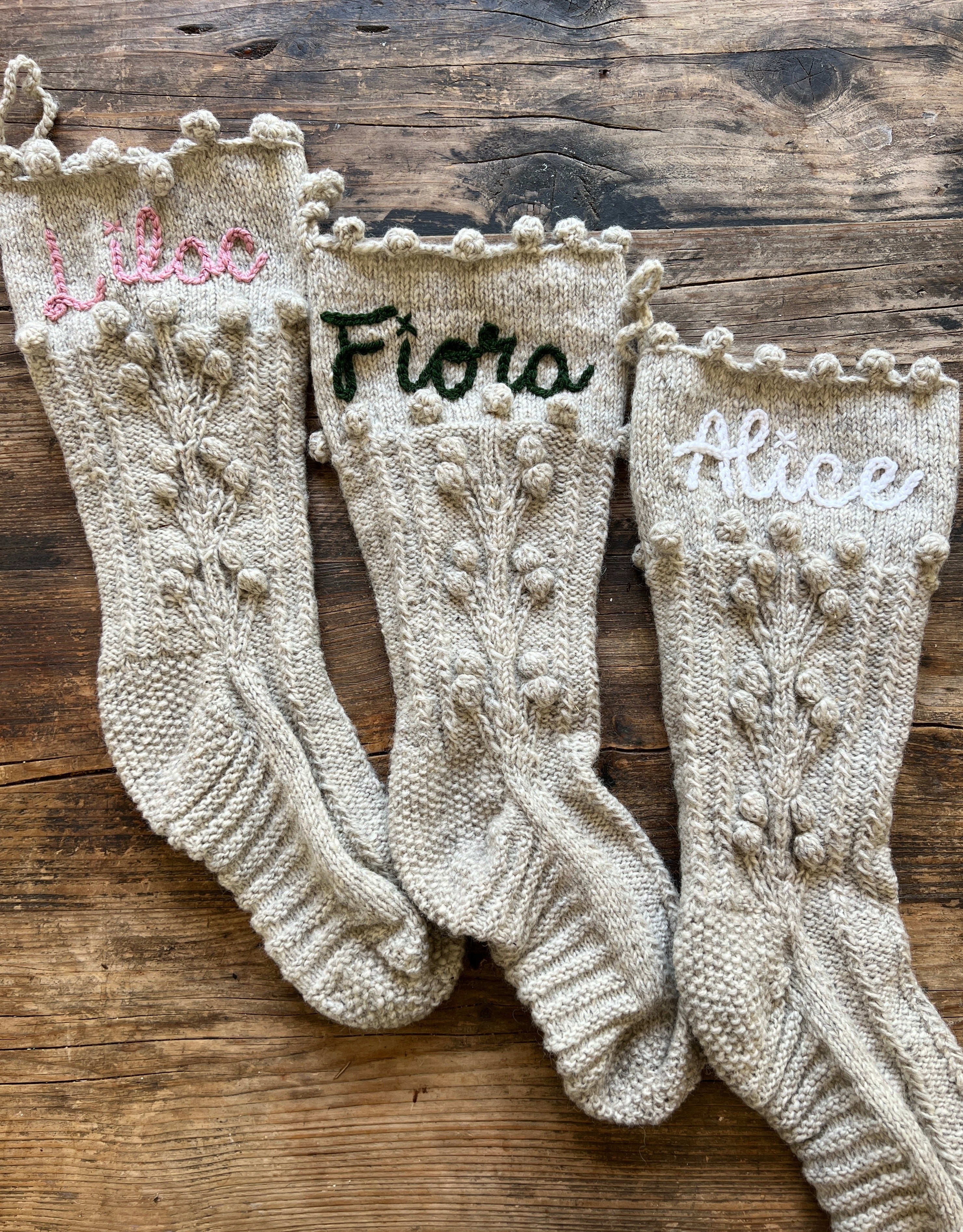 Heirloom Christmas Stocking | Oatmeal Pom Pom