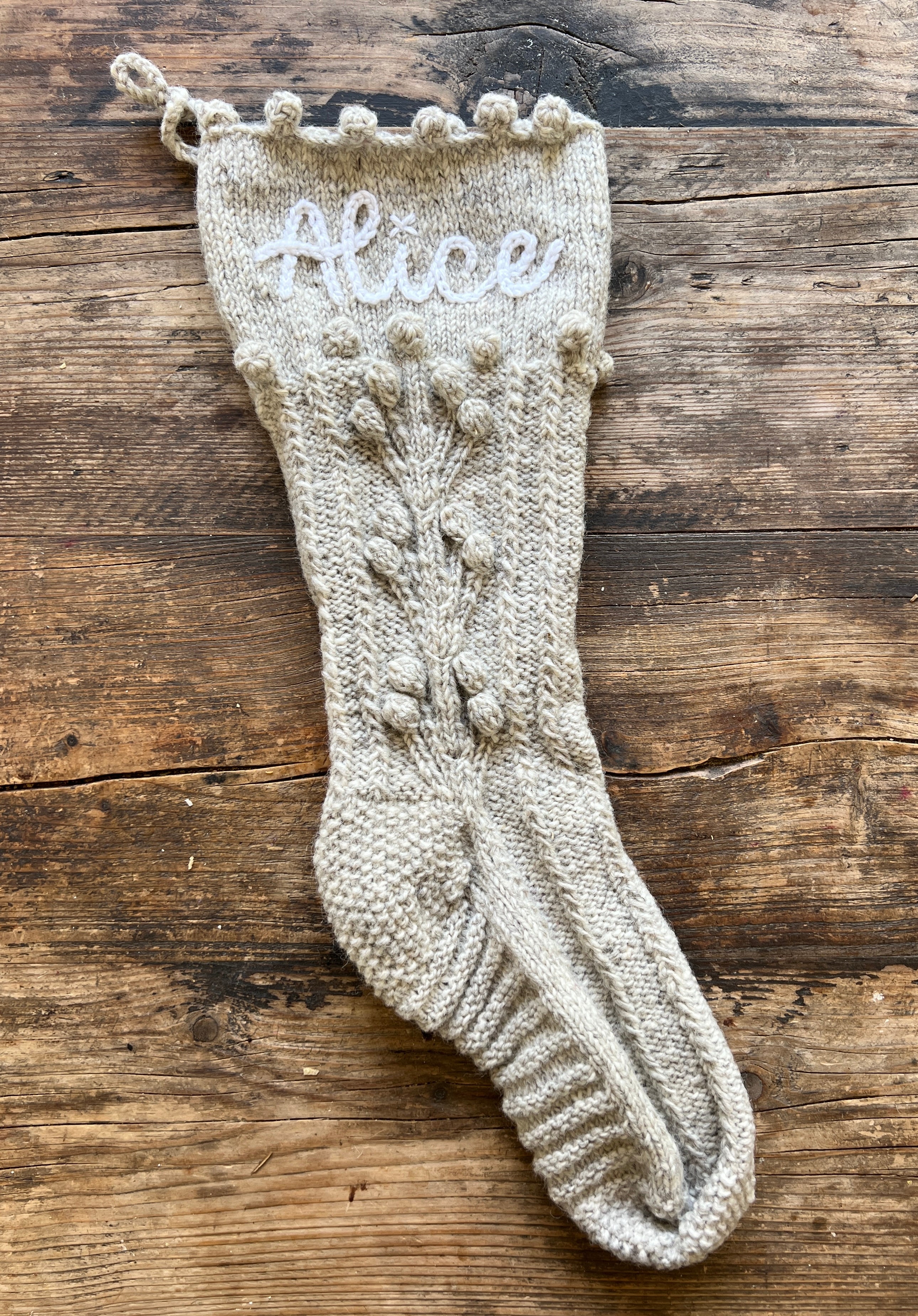 Heirloom Christmas Stocking | Oatmeal Pom Pom