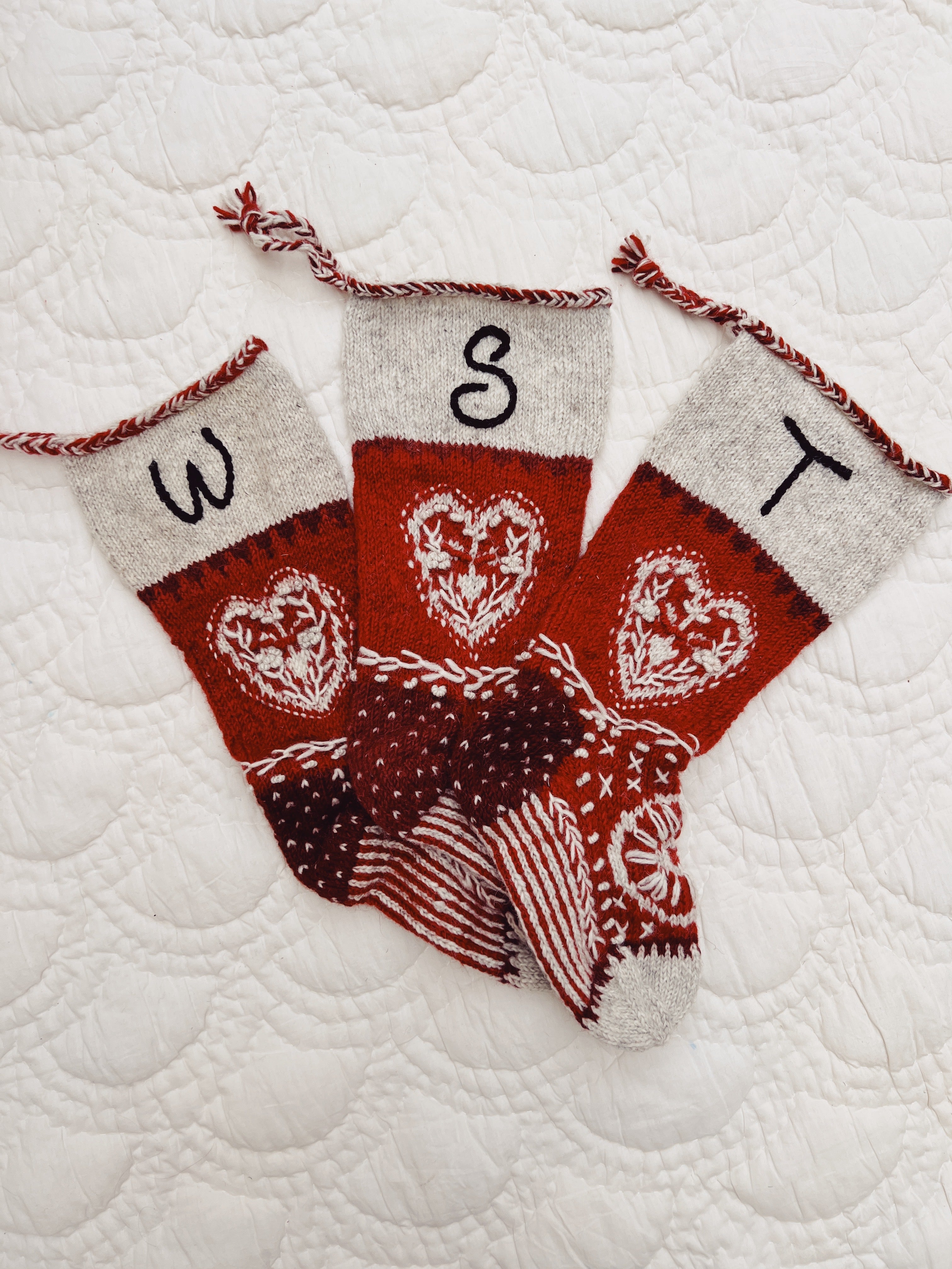 Heirloom Christmas Stocking | Red Hearts