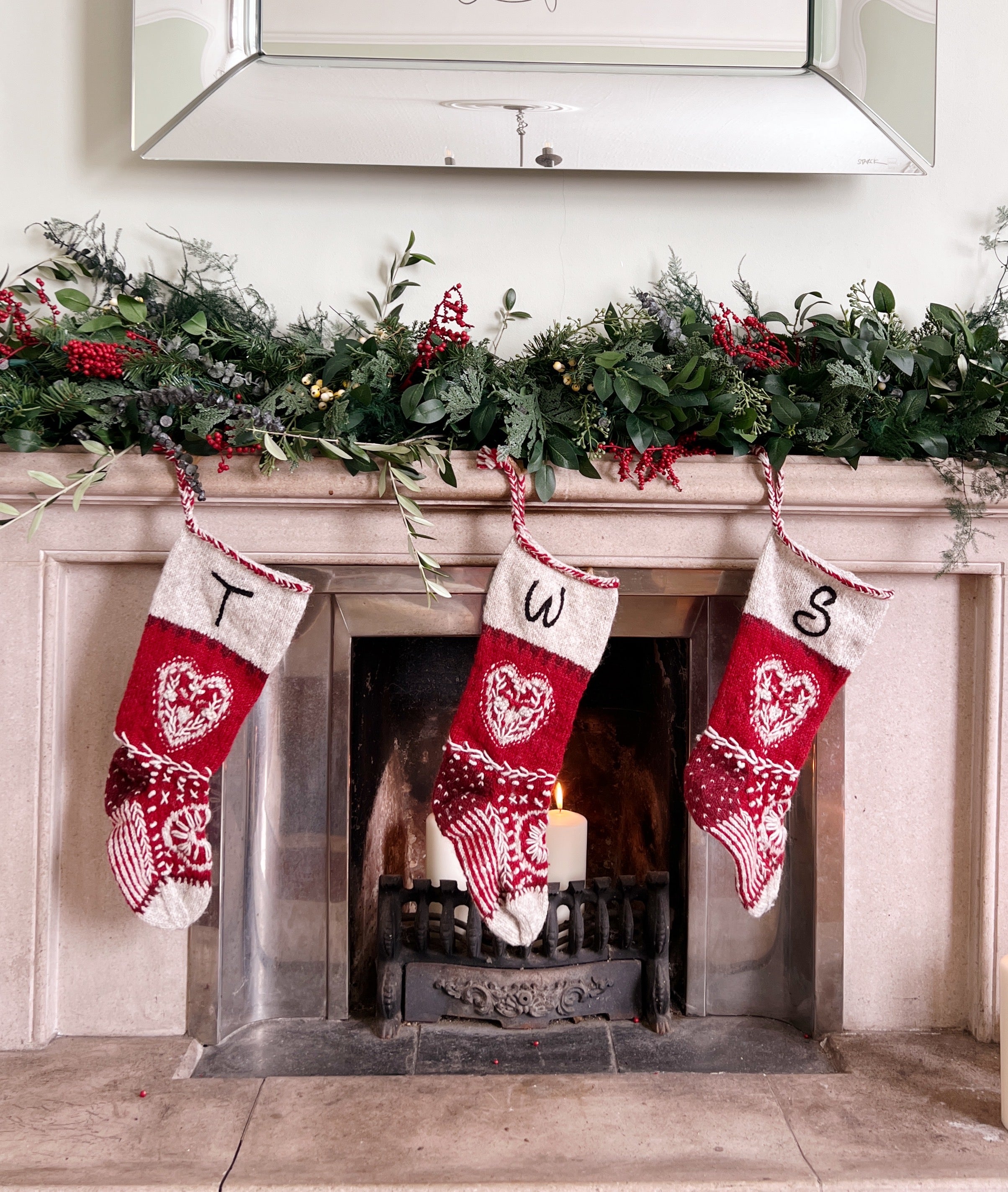 Heirloom Christmas Stocking | Red Hearts