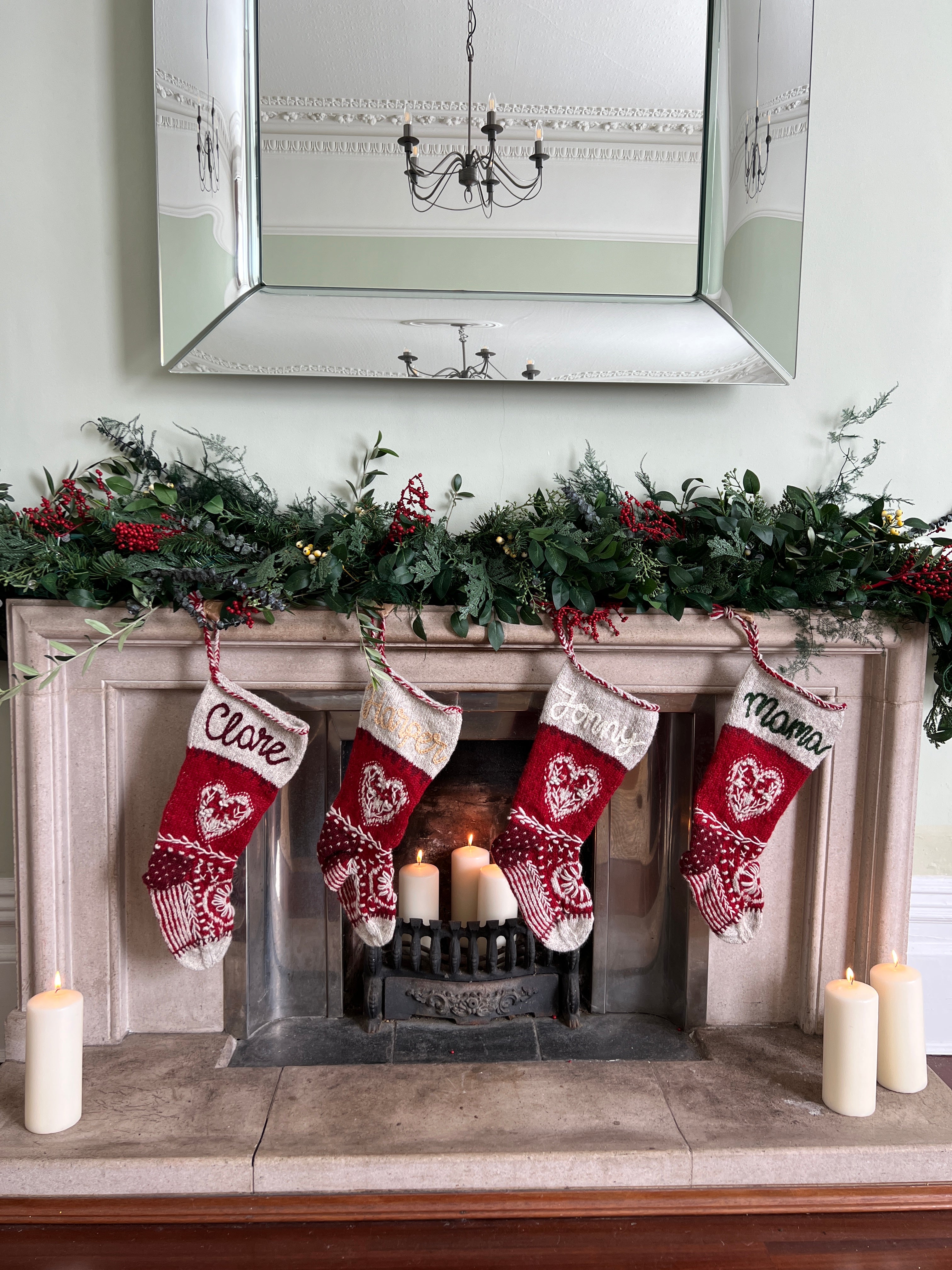 Heirloom Christmas Stocking | Red Hearts