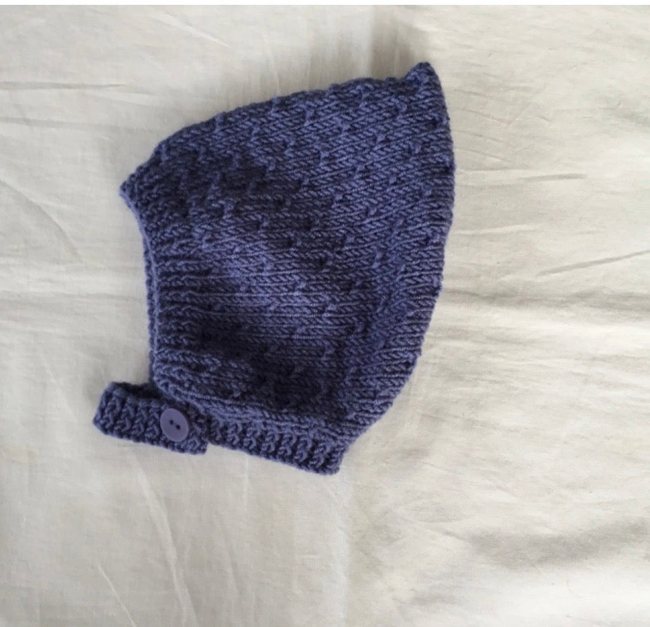 0-9 months hand knitted bonnet | name embroidery