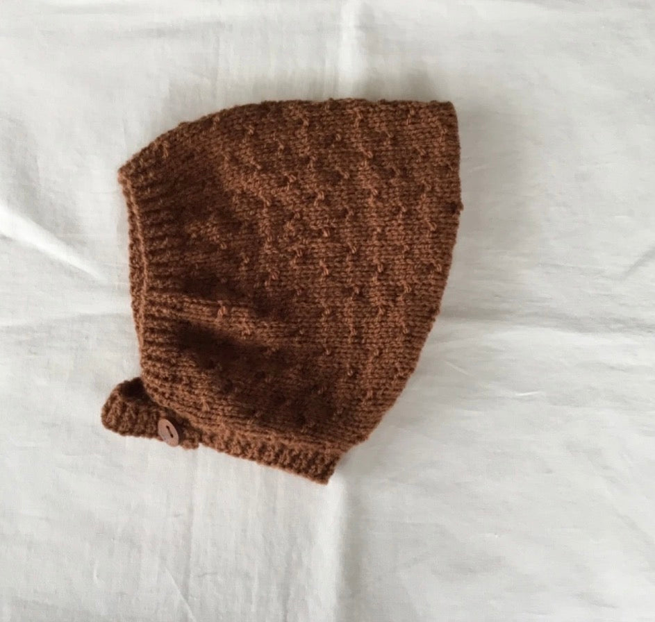 0-9 months hand knitted bonnet | name embroidery