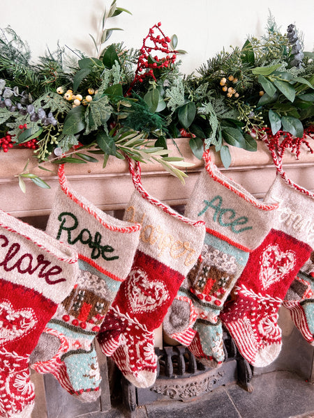 Heirloom Christmas Stocking | Red Hearts