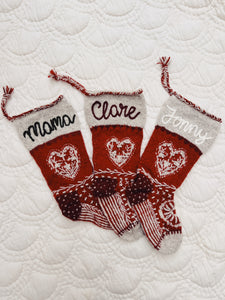 Heirloom Christmas Stocking | Red Hearts